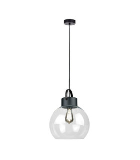 Hanson Dome Pendant Ceiling Light Black Transparent Glass Shade 1x E27-1