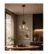 Hanson Dome Pendant Ceiling Light Black Transparent Glass Shade 1x E27-2