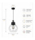 Hanson Dome Pendant Ceiling Light Black Transparent Glass Shade 1x E27-4