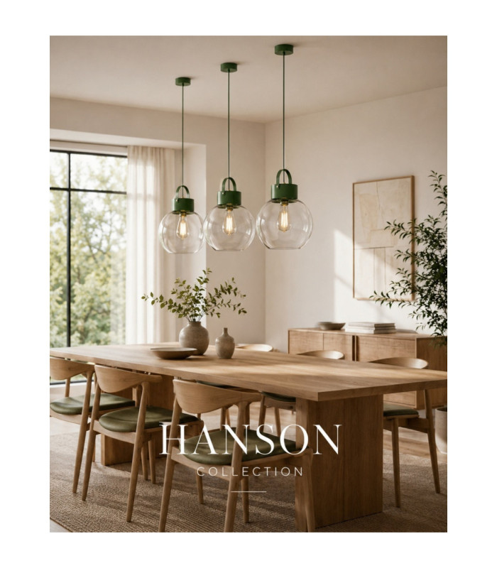 Hanson Dome Pendant Ceiling Light Black Transparent Glass Shade 1x E27-9