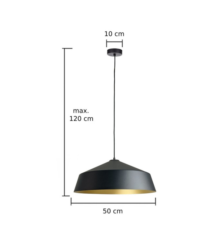 Latisa Dome Pendant Ceiling Light Black Gold 1x E27-5