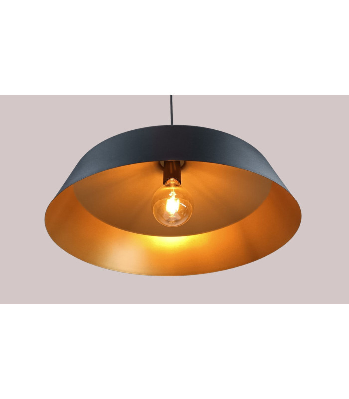 Asner Dome Pendant Ceiling Light Black Gold 1x E27-6