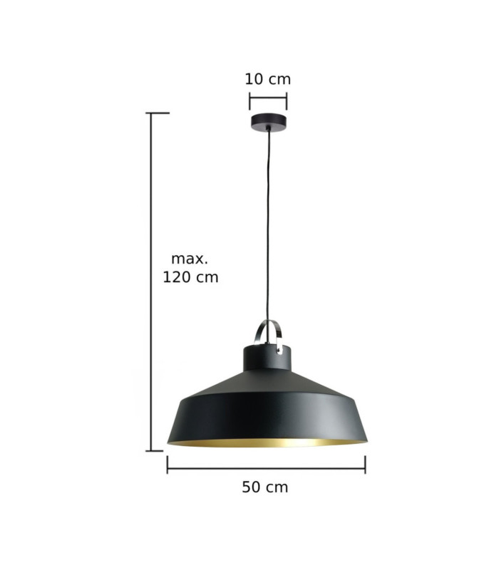 Asner Dome Pendant Ceiling Light Black Gold 1x E27-7