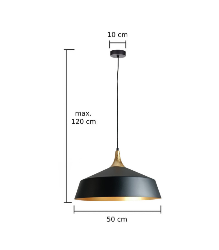 Layla Dome Pendant Ceiling Light Black Gold 1x E27-7