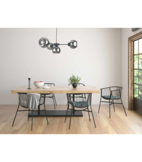 Kaliope Multi Arm Pendant Ceiling Light Black Smoky Glass Shade 4x E27-2