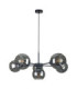 Kaliope Multi Arm Pendant Ceiling Light Black Smoky Glass Shade 6x E27-1