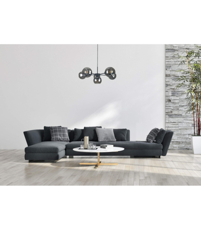 Kaliope Multi Arm Pendant Ceiling Light Black Smoky Glass Shade 6x E27-2