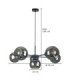 Kaliope Multi Arm Pendant Ceiling Light Black Smoky Glass Shade 6x E27-3