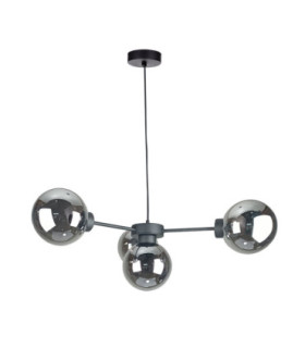Kaliope Globe Ceiling Light Black Smoky Glass Shade 4x E27-1
