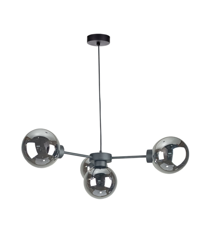 Kaliope Globe Ceiling Light Black Smoky Glass Shade 4x E27-1