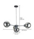 Kaliope Globe Ceiling Light Black Smoky Glass Shade 4x E27-3