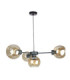 Kaliope Multi Arm Pendant Ceiling Light Black Amber Glass Shade 4x E27-1