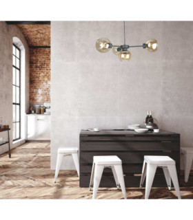 Kaliope Multi Arm Pendant Ceiling Light Black Amber Glass Shade 4x E27-2