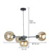 Kaliope Multi Arm Pendant Ceiling Light Black Amber Glass Shade 4x E27-3