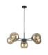 Kaliope Multi Arm Pendant Ceiling Light Black Amber Glass Shade 6x E27-1