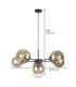 Kaliope Multi Arm Pendant Ceiling Light Black Amber Glass Shade 6x E27-3