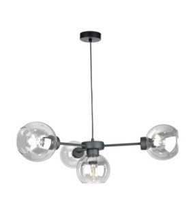Kaliope Multi Arm Pendant Ceiling Light Black Transparent Glass Shade 4x E27-1