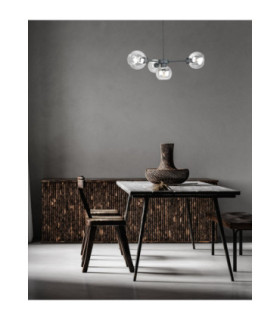 Kaliope Multi Arm Pendant Ceiling Light Black Transparent Glass Shade 4x E27-2