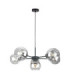 Kaliope Multi Arm Pendant Ceiling Light Black Transparent Glass Shade 6x E27-1