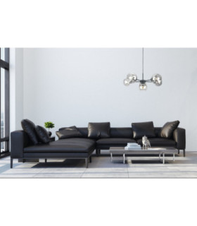 Kaliope Multi Arm Pendant Ceiling Light Black Transparent Glass Shade 6x E27-2