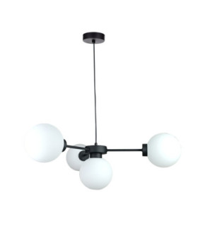 Kaliope Multi Arm Pendant Ceiling Light Black White Glass Shade 4x E27-1
