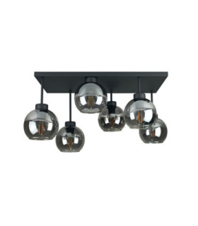 Nessa Shade Cluster Ceiling Light Black Smoky Glass Shade 6x E27-1