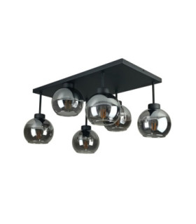 Nessa Shade Cluster Ceiling Light Black Smoky Glass Shade 6x E27-2