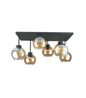 Nessa Shade Cluster Ceiling Light Black Amber Glass Shade 6x E27-1