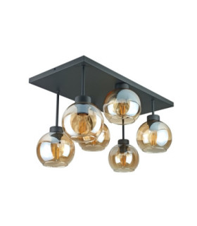Nessa Shade Cluster Ceiling Light Black Amber Glass Shade 6x E27-2