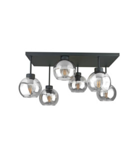 Nessa Shade Cluster Ceiling Light Black Transparent Glass Shade 6x E27-1