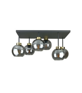 Nessa Shade Cluster Ceiling Light Black Gold Smoky Glass Shade 6x E27-1