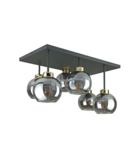 Nessa Shade Cluster Ceiling Light Black Gold Smoky Glass Shade 6x E27-2