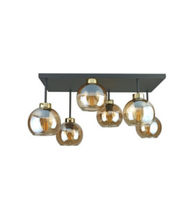Nessa Shade Cluster Ceiling Light Black Gold Amber Glass Shade 6x E27-1