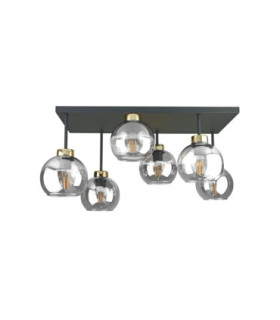 Nessa Shade Cluster Ceiling Light Black Gold Transparent Glass Shade 6x E27-1