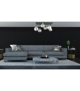 Nessa Shade Cluster Ceiling Light Black Gold Transparent Glass Shade 6x E27-2