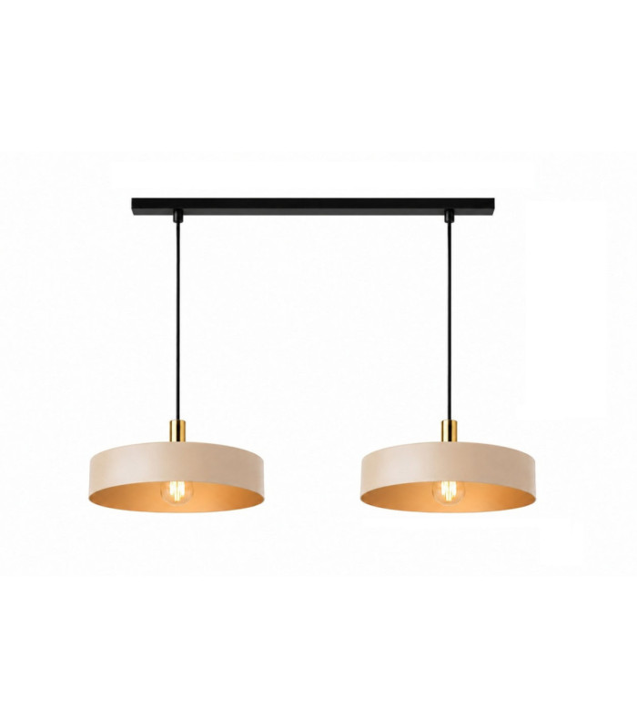 Latte Bar Pendant Ceiling Light Beige Gold 2x E27-3