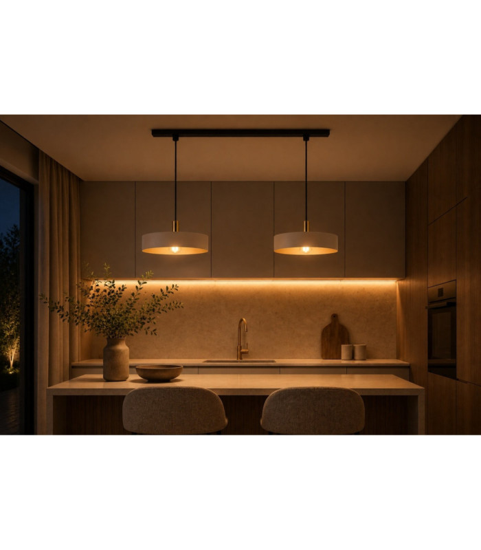 Latte Bar Pendant Ceiling Light Beige Gold 2x E27-6
