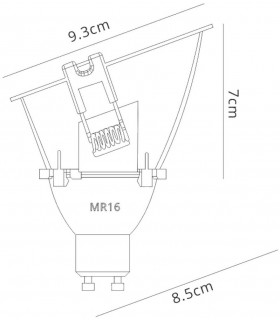 Funnel Centre Cut Out Recessed Spotlight Square, 1 x GU10 (Max 12W), White - 2