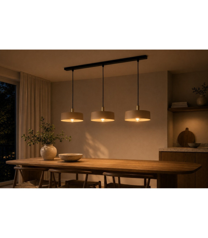 Latte Bar Pendant Ceiling Light Beige Gold 3x E27-5