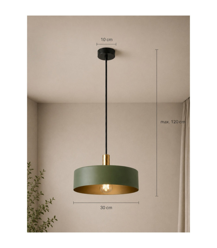 Haki Dome Pendant Ceiling Light Green Gold 1x E27-3