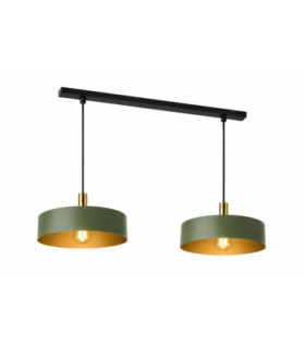 Haki Bar Pendant Ceiling Light Green Gold 2x E27-1