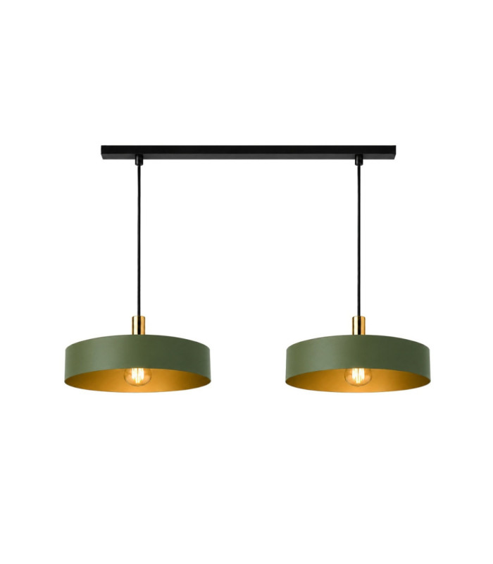 Haki Bar Pendant Ceiling Light Green Gold 2x E27-3