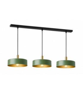 Haki Bar Pendant Ceiling Light Green Gold 3x E27-1