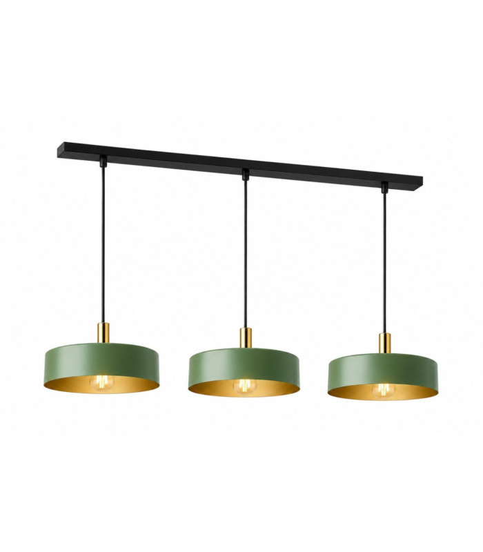 Haki Bar Pendant Ceiling Light Green Gold 3x E27-1