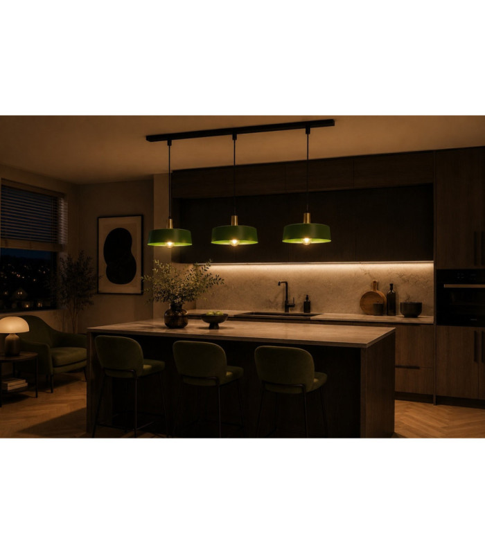 Haki Bar Pendant Ceiling Light Green Gold 3x E27-7