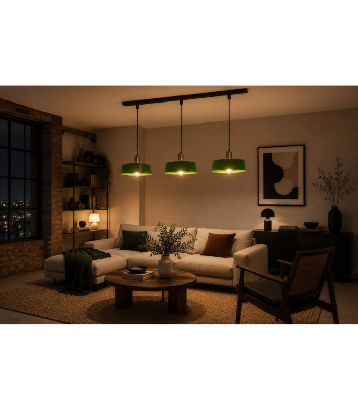 Haki Bar Pendant Ceiling Light Green Gold 3x E27-8