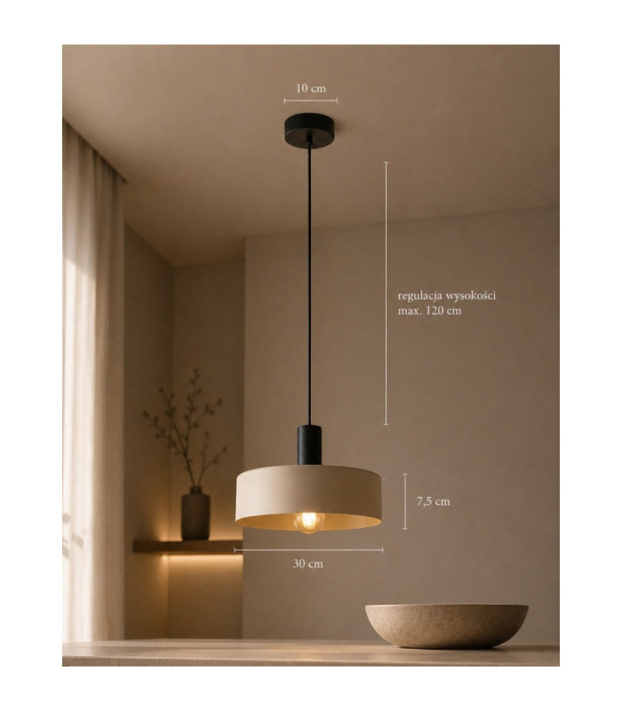 Latte Dome Pendant Ceiling Light Beige 1x E27-3