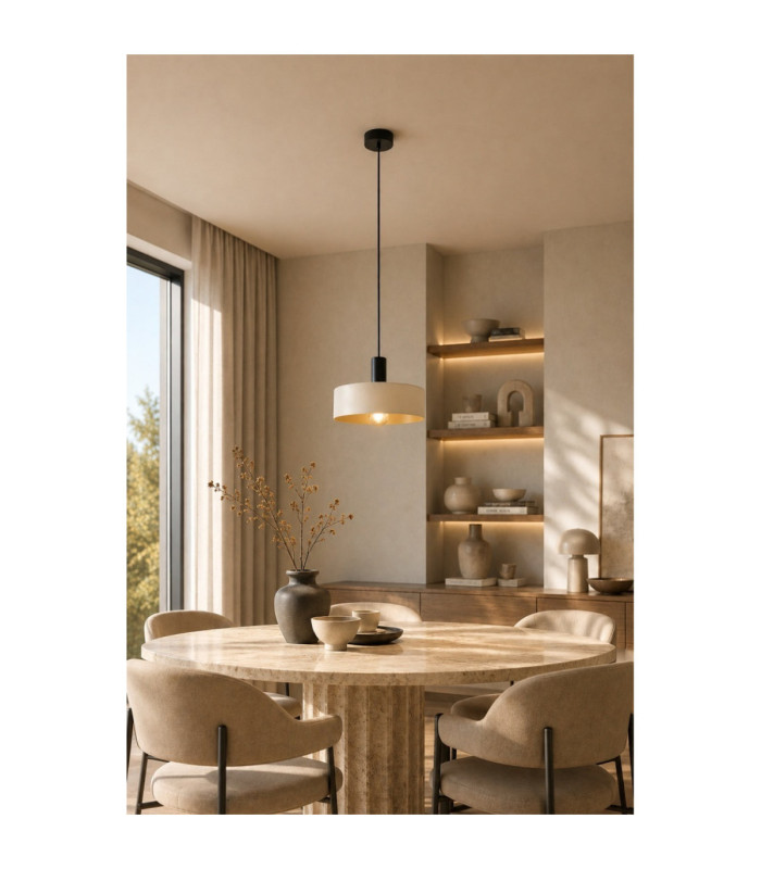 Latte Dome Pendant Ceiling Light Beige 1x E27-4