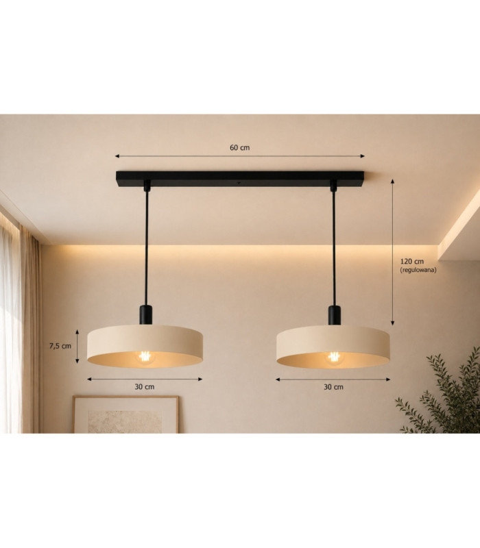 Latte Bar Pendant Ceiling Light Beige 2x E27-4