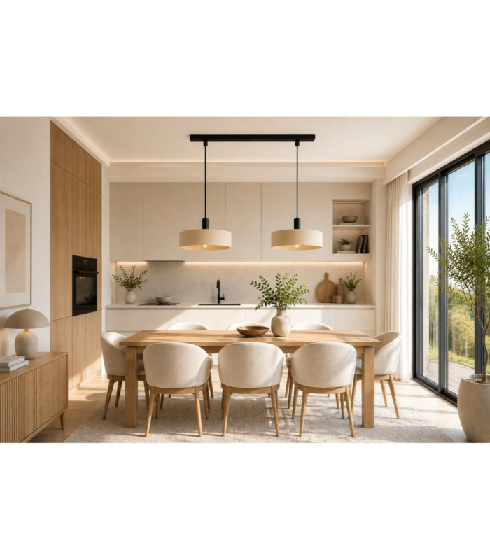 Latte Bar Pendant Ceiling Light Beige 2x E27-5